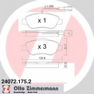 Тормозные колодки ZIMMERMANN 24072.175.2 (фото 1)