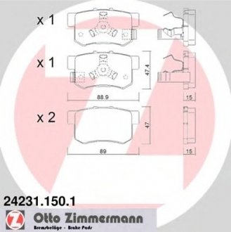Колодки гальмівні дискові, к-кт ZIMMERMANN 24231.150.1 (фото 1)