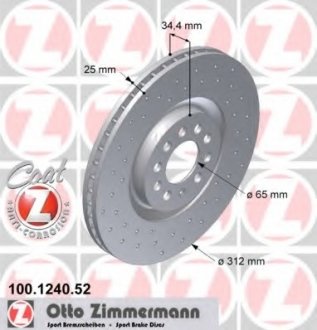 Тормозной диск ZIMMERMANN 100.1240.52 (фото 1)