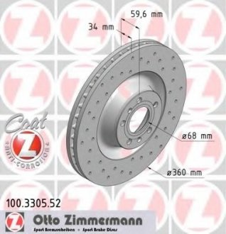 Тормозной диск ZIMMERMANN 100.3305.52 (фото 1)