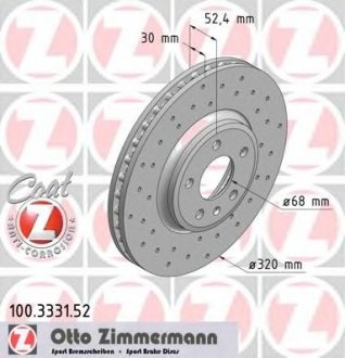 Тормозной диск ZIMMERMANN 100.3331.52 (фото 1)