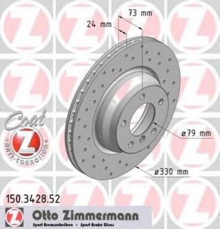 Тормозной диск ZIMMERMANN 150.3428.52 (фото 1)
