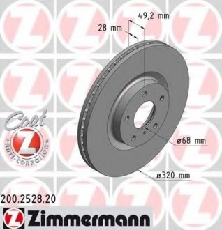 Тормозной диск ZIMMERMANN 200.2528.20 (фото 1)