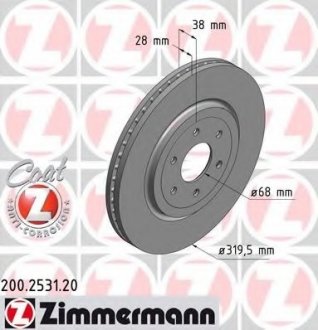Тормозной диск ZIMMERMANN 200.2531.20 (фото 1)