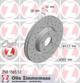 Тормозной диск ZIMMERMANN 250.1365.52 (фото 1)