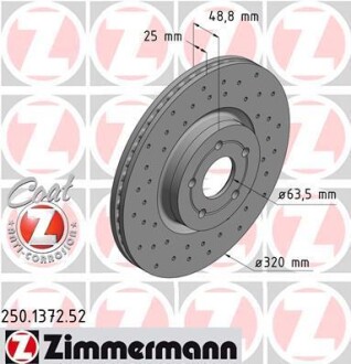 Диск гальмівний SPORT Z ZIMMERMANN 250.1372.52