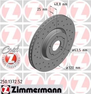 Тормозной диск ZIMMERMANN 250.1372.52 (фото 1)
