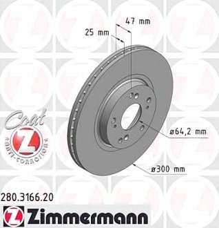 Тормозной диск ZIMMERMANN 280.3166.20