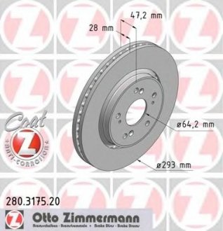 Тормозной диск ZIMMERMANN 280.3175.20 (фото 1)