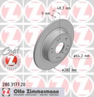 Тормозной диск ZIMMERMANN 280.3177.20