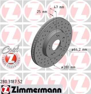 Диск гальмівний SPORT Z ZIMMERMANN 280.3187.52