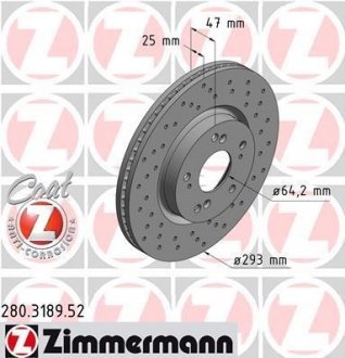 Тормозной диск ZIMMERMANN 280.3189.52 (фото 1)