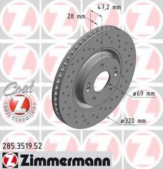 Тормозной диск ZIMMERMANN 285.3519.52 (фото 1)