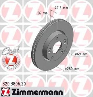 Диск гальмівний Coat Z ZIMMERMANN 320.3806.20