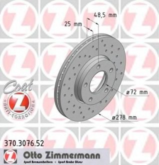 Тормозной диск ZIMMERMANN 370.3076.52 (фото 1)
