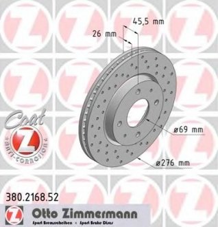 Тормозной диск ZIMMERMANN 380.2168.52 (фото 1)