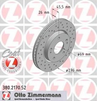 Тормозной диск ZIMMERMANN 380.2170.52 (фото 1)