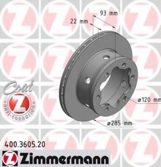 Тормозной диск ZIMMERMANN 400.3605.20 (фото 1)
