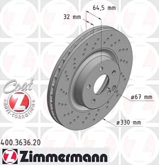 Тормозной диск ZIMMERMANN 400.3636.20 (фото 1)