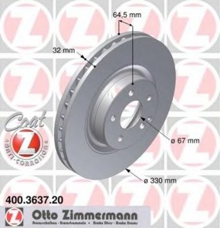 Тормозной диск ZIMMERMANN 400.3637.20 (фото 1)