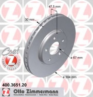 Тормозной диск ZIMMERMANN 400.3651.20 (фото 1)