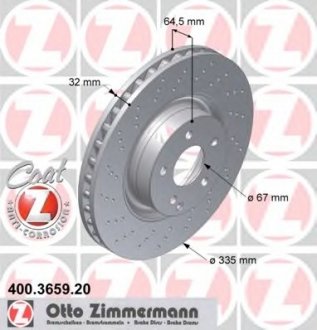 Тормозной диск ZIMMERMANN 400.3659.20 (фото 1)