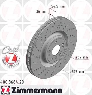 Тормозной диск ZIMMERMANN 400.3684.20 (фото 1)