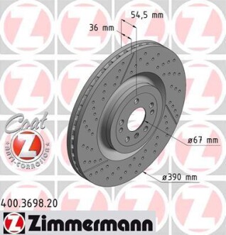 Тормозной диск ZIMMERMANN 400.3698.20