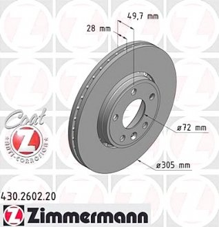 Тормозной диск ZIMMERMANN 430.2602.20