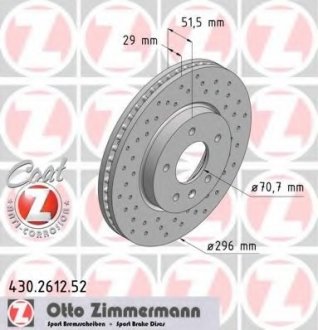 Тормозной диск ZIMMERMANN 430.2612.52 (фото 1)