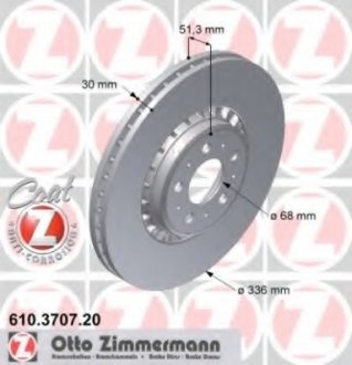 Тормозной диск ZIMMERMANN 610.3707.20 (фото 1)