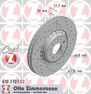 Тормозной диск ZIMMERMANN 610.3707.52 (фото 1)