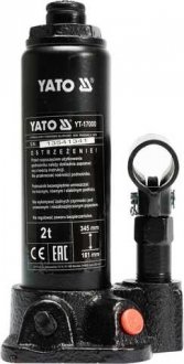 Домкрат гідравлічний пляшковий 2 т 181-345 мм (в-во) YATO YT-17000 (фото 1)
