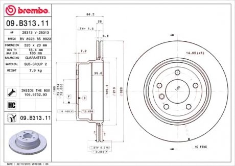 Тормозной диск BREMBO 09.B313.11 (фото 1)