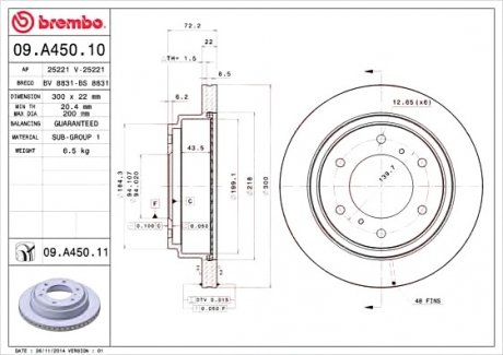 Гальмівний диск BREMBO 09.A450.10 (фото 1)