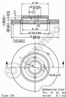 Тормозной диск BREMBO 09.7806.14