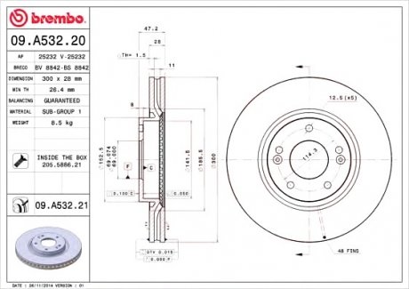 Тормозной диск BREMBO 09.A532.20 (фото 1)