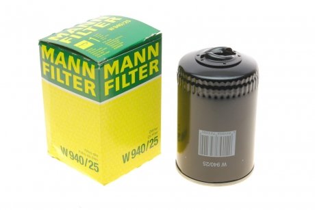 Фільтр масляний VW GOLF, PASSAT, TRANSPORTER III 80-97, AUDI 80,100, A6 94-97 (вир-во MANN) MANN-FILTER MANN (Манн) W940/25