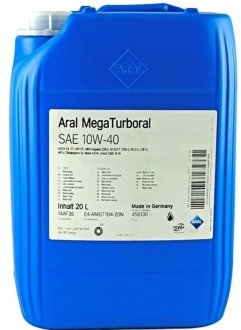 Моторна олива MegaTurboral 10W40 напівсинтетична 20л ARAL 1554EF