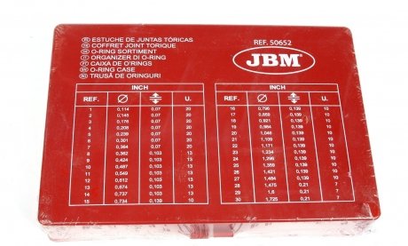 Набор уплотнительных колец дюймовых 386 шт JBM 50652 (фото 1)