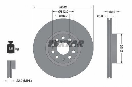 Тормозной диск TEXTAR 92120505 / 98200 1205 0 1 PRO (фото 1)