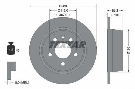 Гальмівний диск TEXTAR 92074503 / 98200 0745 0 1 PRO (фото 1)