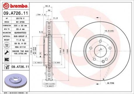 Тормозной диск BREMBO 09.A726.11