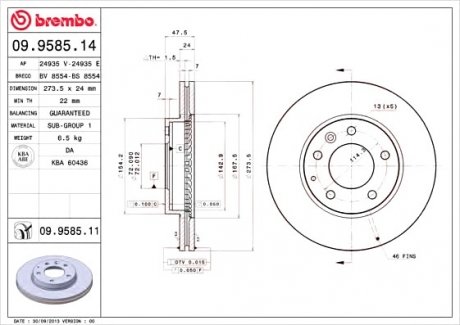Тормозной диск BREMBO 09.9585.14