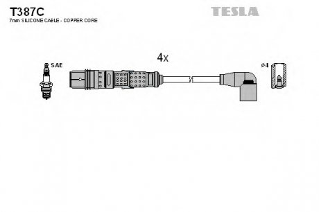 Кабель запалювання к-кт Seat Ibiza, Cordoba 1.6 BAH 04.03- TESLA T387C