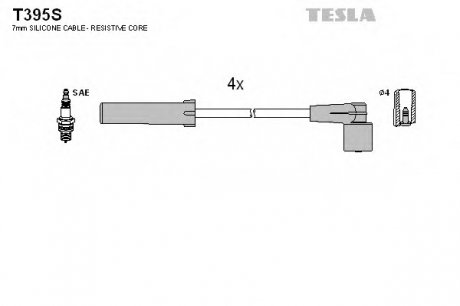 Комплект проводов зажигания TESLA T395S (фото 1)