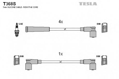 Комплект проводов зажигания TESLA T368S (фото 1)