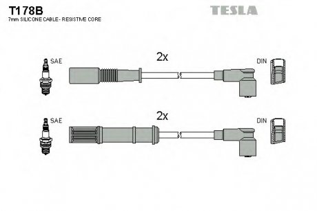 Комплект проводов зажигания TESLA T178B