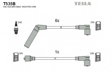 Комплект кабелiв запалювання TESLA T535B