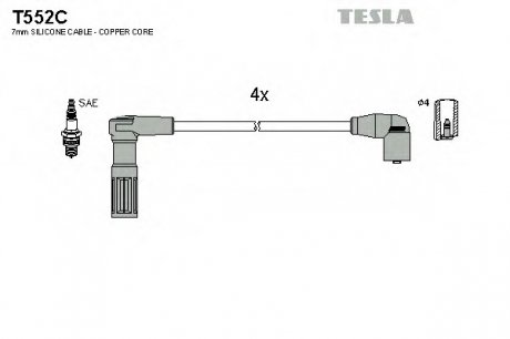 Комплект проводов зажигания TESLA T552C (фото 1)